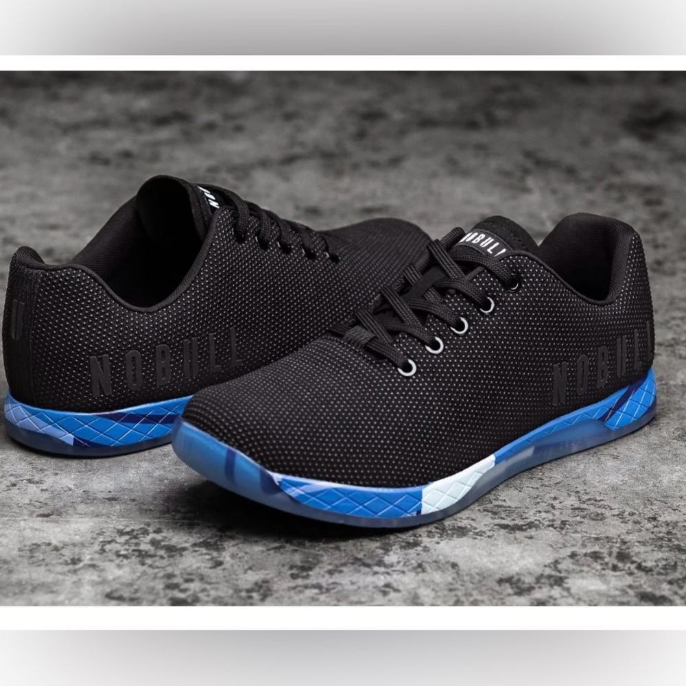 Black Athletic Sneakers with Blue Accents